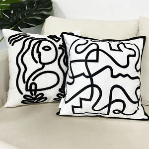 <span class=keywords><strong>Funda</strong></span> De Almohada abstracta decorativa para el hogar de 18x18, <span class=keywords><strong>funda</strong></span> de cojín de impresión Digital de línea suave negra con tubería - Product Image 5