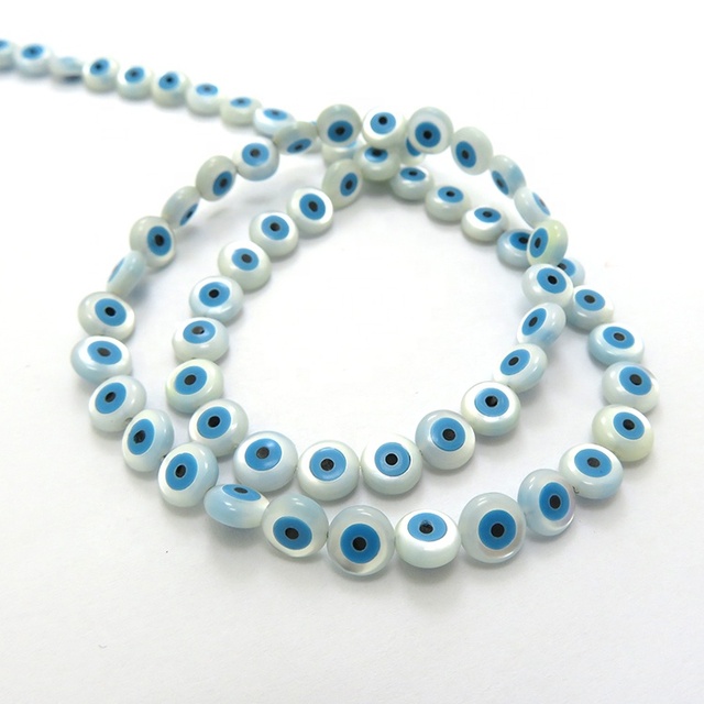Natural Shell Beads 4-12mm Round Blue Synthetic Turquoise Inlay Loose Spacer Beads Wholesale for Bracelet Necklace Making