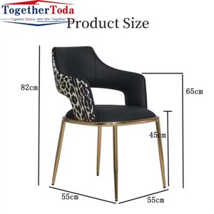 Silla de Comedor de Cuero Negro con Estampado de Leopardo, Moderna y de Alta Gama, para Hotel, Hogar, Oficina y Sala de Estar, con Acero Inoxidable Dorado, Venta al Por Mayor - Product Image 3
