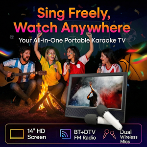 Máquina de Karaoke Todo en Uno, Altavoz de Karaoke de 14 Pulgadas, TV 16:9, Calidad de Sonido Profesional, Compatible con <span class=keywords><strong>MKV</strong></span>/MP4/<span class=keywords><strong>AVI</strong></span> para Ver TV y Acampar - Product Image 1