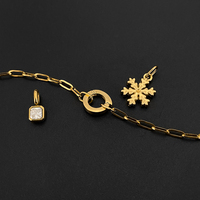 Pulsera de Cadena de Acero Inoxidable Chapada en Oro de 14K para Mujer, con Colgante de Cristal en Forma de Copo de Nieve, Joyería Emanco