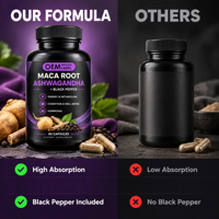 Extrait de Maca et d'Ashwagandha OEM avec Poivre Noir pour l'Énergie, le Métabolisme, le Soutien Cognitif et Hormonal - Complément Alimentaire