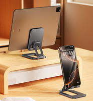 Support de téléphone portable pliable en alliage d'aluminium robuste de haute qualité, support de bureau plat pour ordinateur portable, support de téléphone mobile