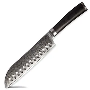 Grandsharp-cuchillo de cocina profesional de 7 pulgadas, Santoku japonés, Damasco, acero inoxidable, alto en carbono, rebanador de carne de pescado, VG10