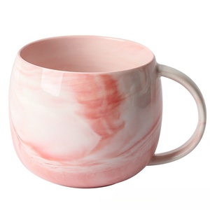 Nueva Taza de Cerámica Nórdica con Diseño de Mármol, Taza Redonda para Café, Taza para Leche de Desayuno Rosa, Taza de Cerámica con Asa Dorada - Product Image 1