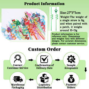 Paille de fête LAIMAI réutilisable en PETG de qualité alimentaire, motif de dessin animé à la mode, motif en spirale de miel d'abeille, cadeau de fête d'<span class=keywords><strong>anniversaire</strong></span>, jeu - Product Image 2