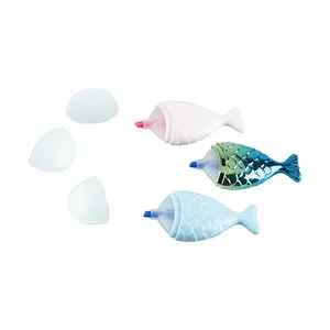 Stylo marqueur fluorescent en forme de poisson, 10 pièces, surligneur en plastique, Kawaii, vente en gros