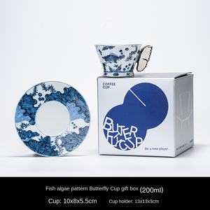 Taza de Té de Cerámica Azul Finlandesa Antigua de Estilo Americano-Chino Behan, para Café Latte, Flores, Té de la Tarde, Estilo Mediados de Siglo - Product Image 6