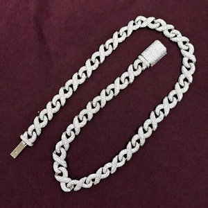 Elegante Cadena Cubana Infinity de 12 MM con Moissanita de Corte Brillante, Chapada en Oro sobre Plata 925, Estilo Hip Hop para Hombre, Certificación IGI - Product Image 1