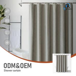 <span class=keywords><strong>Rideau</strong></span> <span class=keywords><strong>de</strong></span> <span class=keywords><strong>douche</strong></span> gris en faux lin 160 GSM, polyester cationique robuste, hydrofuge avec ourlet lesté, fourniture OEM pour hôtels - Product Image 1