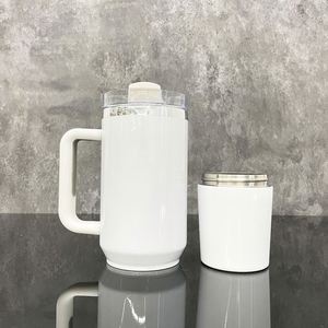 Gobelet isotherme 40oz H2.0 blanc vierge pour sublimation, bouteille d'eau plaquée arc-en-ciel avec compartiment de rangement - Product Image 4