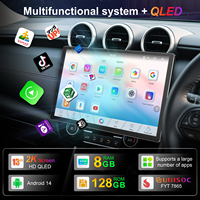 Radio para Auto Android 14 de 13 Pulgadas, Reproductor Estéreo MP5 con Pantalla Táctil QLED Universal 1/2DIN, con CarPlay, GPS, Control Remoto y 5G