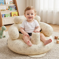 Canapé gonflable pour bébé avec harnais de sécurité intégré, pompe à air intégrée, canapé de sol pour bébé pour s'asseoir, 3 mois et plus, motif fleurs