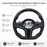 Volant en fibre de carbone et cuir avec boutons multifonctions, palettes de changement de vitesse, design sportif et luxueux, affichage LED, directement de l'usine
