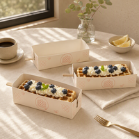 Boîte à gâteau roulé coulissante personnalisée avec poignée pour gaufres, mousses, cupcakes, pâtisseries, desserts à emporter