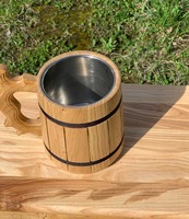 Nouveau Style Vintage médiéval en bois baril Double paroi café bière tasses en acier inoxydable Logo personnalisé tankards en bois