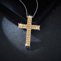 Collier Ruizuan en argent 925 unisexe, design croix hip-hop, certifié GRA, plaqué rhodium or champagne, moissanite