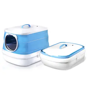 Foldable Cat Litter Box with Lid: Enclosed Cat Pan - Large Top Entry Cat Toilet