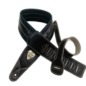 Soldier High-End Leather Padded Guitar Strap for Electric Acoustic Guitar Bass Adjustable Belt Black Browm White Color
