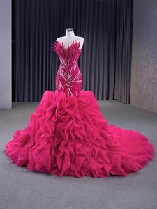 Nuovo arrivo abito da sposa rosso con perline abito da sposa di lusso abito da sposa rosso personalizzato colore rosso - Product Image 4