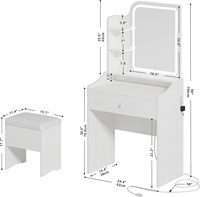 Coiffeuse de haute qualité avec miroir Led éclairage coiffeuse avec grands tiroirs stockage coiffeuse pour chambre