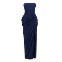 Robe longue de soirée de luxe jaune pour femme, bustier, froncée, drapée, à fente haute, sexy et chic, style international