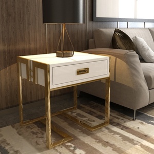 Modern Luxury Metal Night Stand <strong>Side</strong> <strong>Table</strong> MDF Cupboard <strong>Drawer</strong> with Sofa Application for Bedroom Dining Hospital Home Furniture - Product Image 6