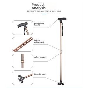 aluminum alloy retractable four-legged crutches, adjustable height <b>elderly</b> canes, non-slip climbing canes for the <b>elderly</b> - Product Image 4