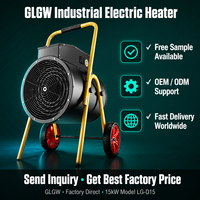 Ventilateur électrique industriel autoportant 30KW 15KW 220V 380V, chauffage à air forcé portable avec roues