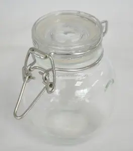 QUALITÉ étanche à l'air clip-ronde mini de condiments en verre pot de stockage