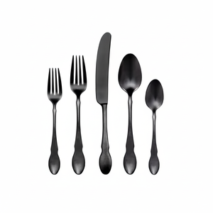 Ensemble de couverts noirs de qualité supérieure, design simple, pour les repas formels, la restauration, les banquets, les hôtels et l'utilisation professionnelle, vente en gros en provenance d'Inde - Product Image 1