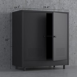 UCHANCE Armoire de rangement à 2 portes en métal noir avec étagère réglable, armoire de classement en acier pour la maison, le bureau ou le salon - Product Image 3