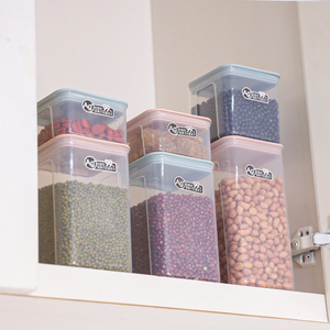 4 boîtes hermétiques pour aliments secs lait en poudre café grains grain Ag + boîte de rangement carrée scellée pour céréales en plastique