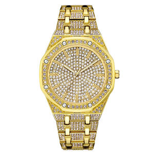 Populaire Mens Bling Punk Diamant Étanche Lumineux Mâle Or Strass Cristaux De Quartz Montre - Product Image 4