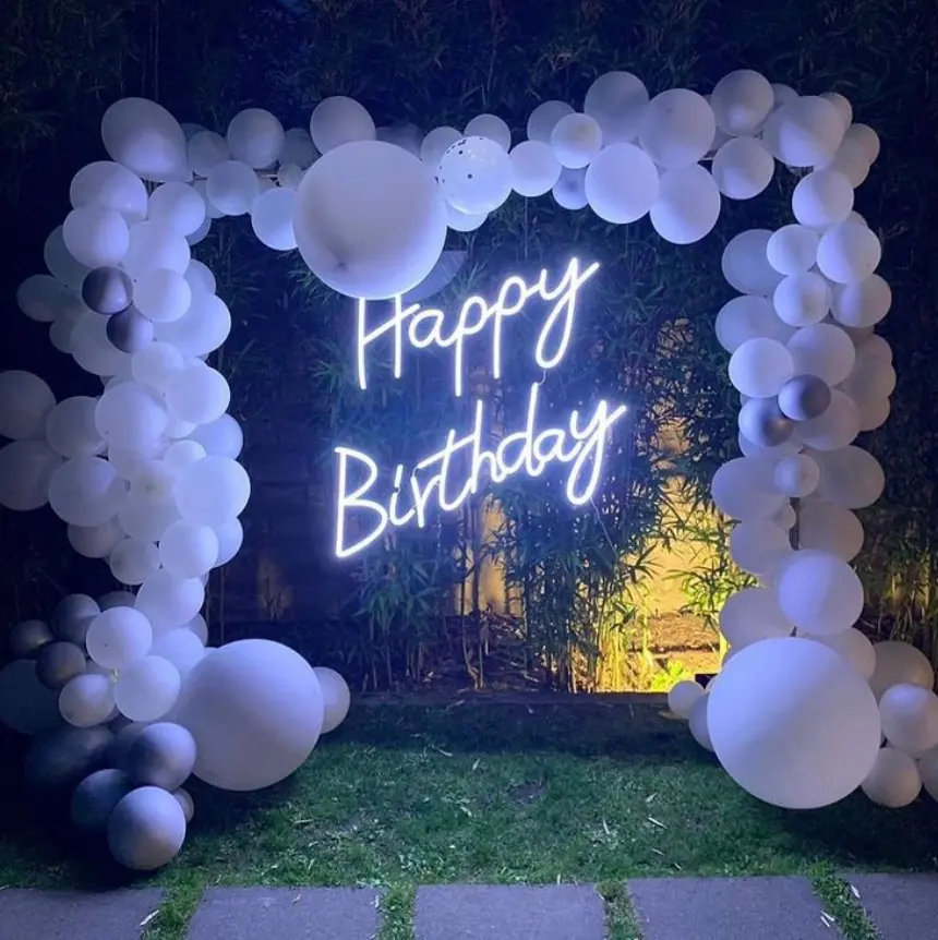 Drop Shipping 1 Moq impermeabile buon compleanno personalizzato acrilico Led lettera luce insegna al Neon personalizzata per decorazioni per eventi