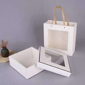 Luxury Rigid Flat <b>Gift</b> <b>Boxes</b> Transparent Matt Lamination Coated Paper Recycled Materials White Cardboard Ribbon Handle - Product Image 6