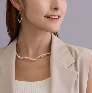 สร้อยคอโลหะและมุกแบบถอดได้ 2-in-1 สร้อยคอแบบสองชั้นสำหรับผู้หญิง - Product Image 5