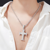 MUSHAN Jewelry Factory S925 Silver Rapper Hip Hop Jewellery Punk Style Moissanite Diamond Cross Pendant avec des colliers en cuivre