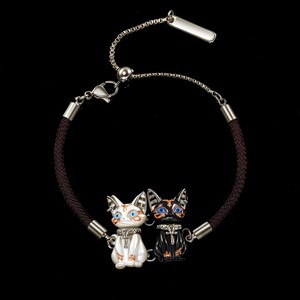 Bracelet porte-bonheur chat mignon pour femmes, en alliage plaqué argent, design animal, bijoux cadeau, accessoire de mode - Product Image 1