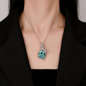 Nuevo Collar <span class=keywords><strong>de</strong></span> <span class=keywords><strong>Plata</strong></span> con Diseño <span class=keywords><strong>de</strong></span> Nido <span class=keywords><strong>de</strong></span> Pájaro, Estilo Retro con Leopardo Verde, Piedra Principal <span class=keywords><strong>de</strong></span> 18 * 20 mm, Gran Venta - Product Image 2