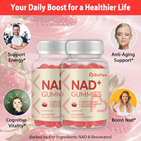 BioFlex Gummies à la fraise avec logo personnalisé, 1000 mg de NAD+ Plus, nicotinamide et resvératrol, compléments alimentaires avec phytosome de quercétine