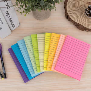 Blocs-notes autocollants lignés, 4x6 pouces, bloc-notes autocollants colorés brillants, grands blocs-notes autocollants carrés pour le bureau, la maison, l'école - Product Image 4