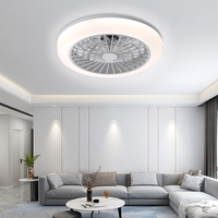 Ventilateur de Plafond Intelligent Moderne de 18 Pouces pour Chambre à Coucher, Salle à Manger, Plafonnier LED avec Ventilateur et Télécommande