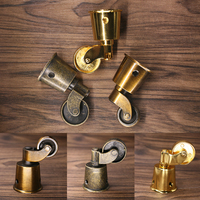 Roulettes en laiton OEM pour meubles, pivotantes à 360 degrés, silencieuses, robustes et décoratives pour canapé, chaise et table anciennes