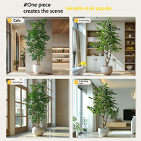 YIMENG Vente en gros d'arbres artificiels en bois écologiques pour la décoration intérieure, arbre de banian vert de haute qualité, bonsaï en ficus, plante en pot pour la maison