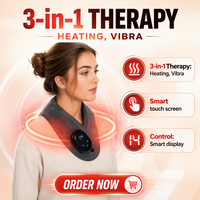 Masseur de cou sans fil avec vibration chauffante et thérapie par lumière rouge, appareil de massage portable pour la relaxation des muscles du cou