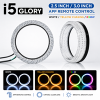 Feux de jour LED Angel Eyes WRGB multicolores 2,5 et 3 pouces avec contrôle par application, projecteur et cache pour accessoires d'éclairage automobile