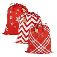 Vente en gros Sac de rangement en toile à rayures avec cordon de serrage Sacs-cadeaux de Noël réutilisables avec logo imprimé sur mesure