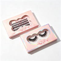 Faux cils en grappes segmentées, courbure C douce, bande fine, grappes de cils réutilisables, respectueuses des cils, maquillage, logo personnalisé