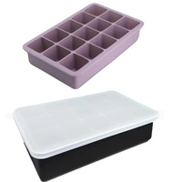 Grand bac à glaçons 4/6/8/15 cavités avec couvercle pour machine à glaçons carrés pour whisky Moule à glaçons en silicone à l'ancienne